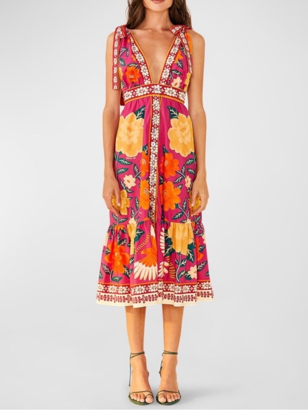 Farm Rio floral tapestry dress